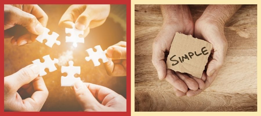 Einfach Komplex Puzzle Hände